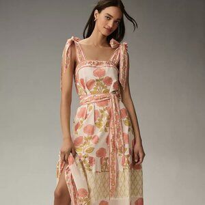 Anthropologie Sue Sartor Tie-Shoulder Sundress